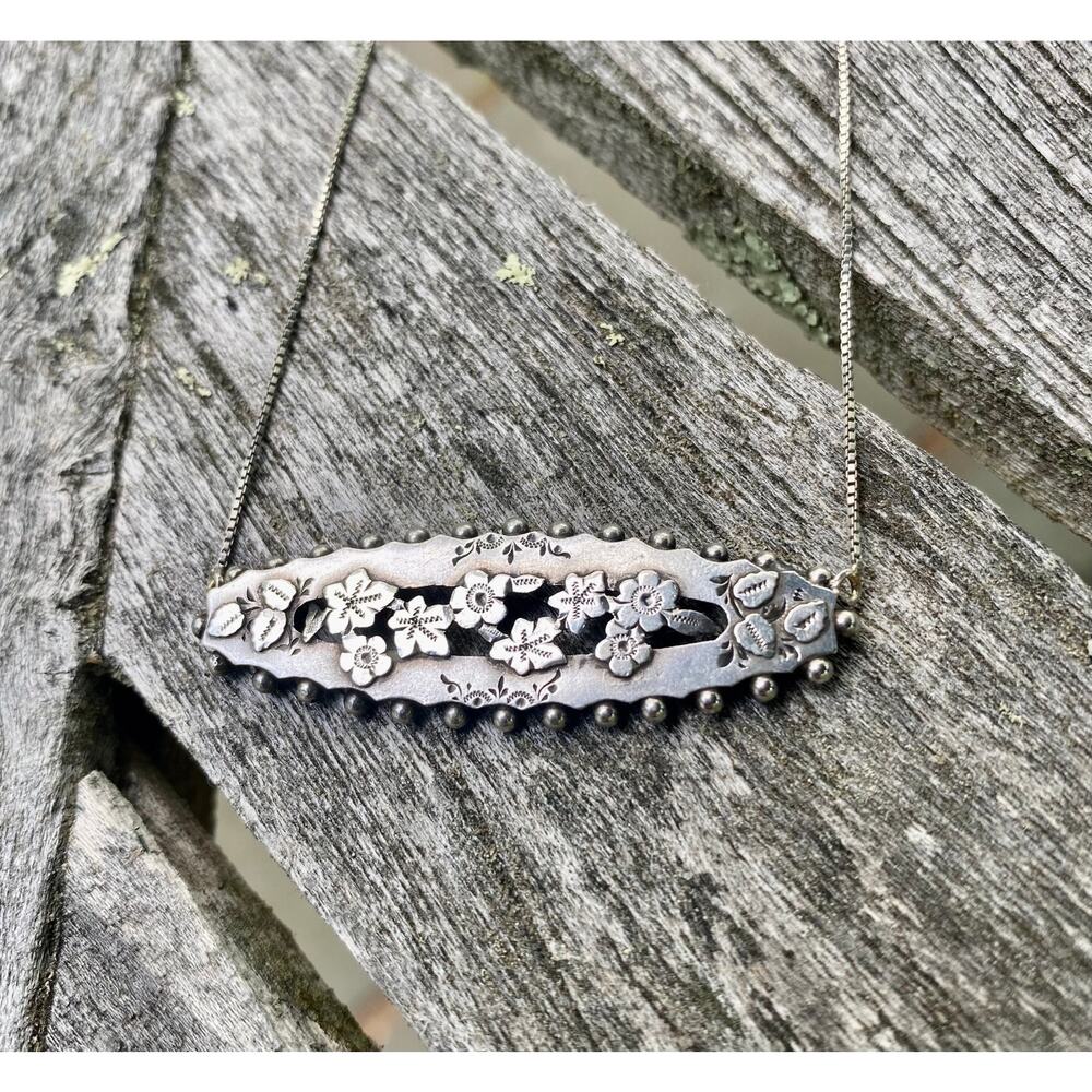 Antique English Sterling Pendant Necklace